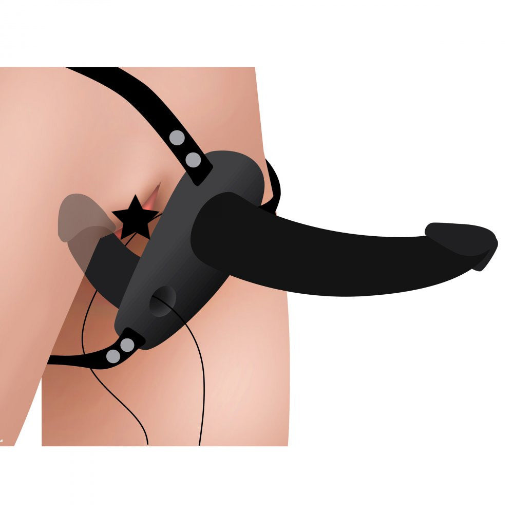 Pegger Silicone Vibrating Double Dildo With Harness