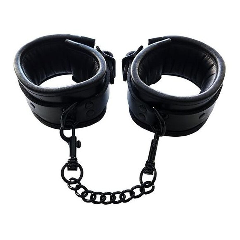 Padded Leather Ankle Cuffs Black