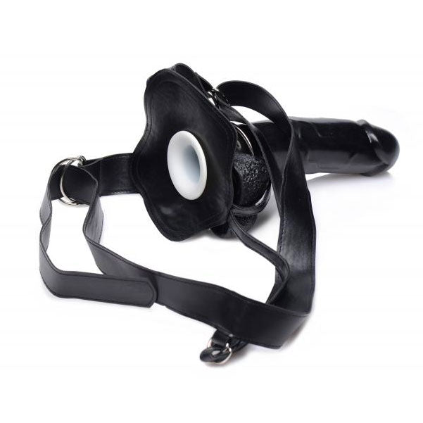 Infiltrator 2 Hollow Strap On Black 9 Inch Dildo