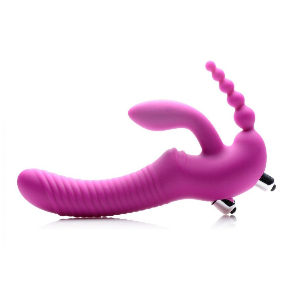 Vibrating Silicone Strapless Strap On Triple G Di