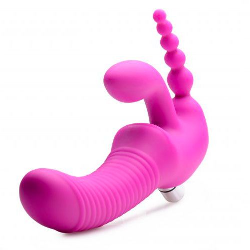 Vibrating Silicone Strapless Strap On Triple G Di