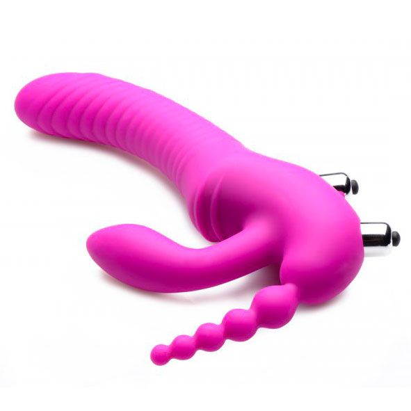 Vibrating Silicone Strapless Strap On Triple G Di
