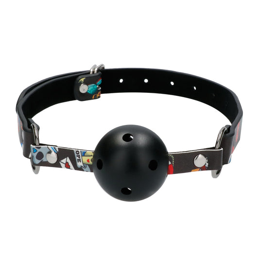 Breathable Ball Gag With Printed Leather Straps