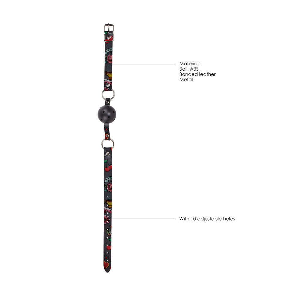 Breathable Ball Gag With Printed Leather Straps