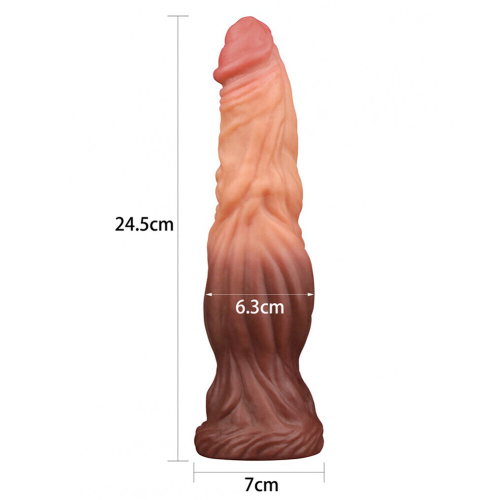 9.5 Inch Dual Layered Silicone Cock Flesh Brown