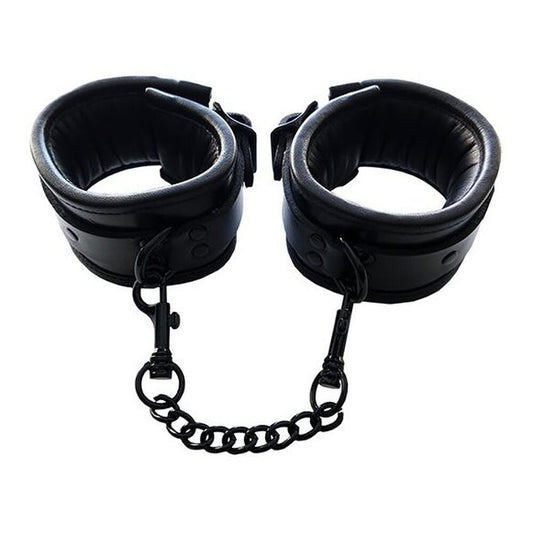 Padded Leather Ankle Cuffs Black