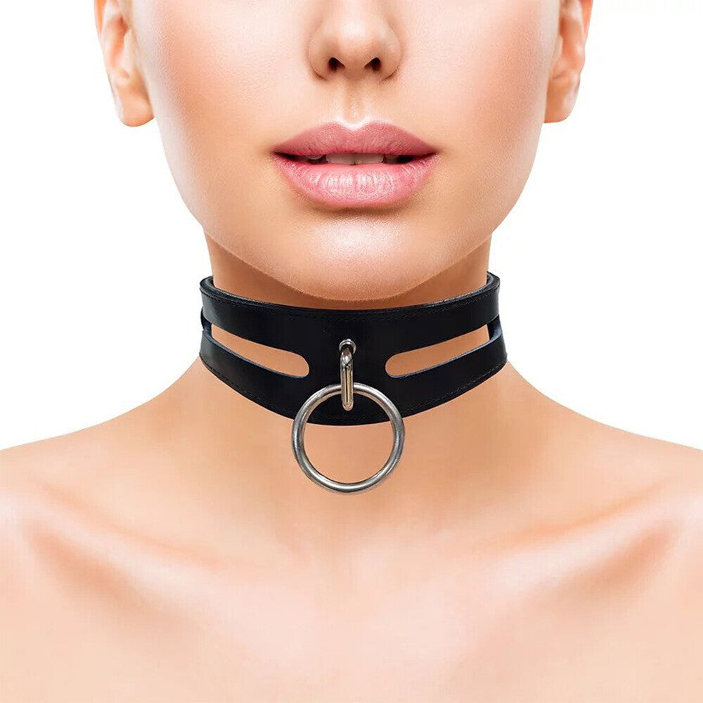 Leather Fashion Bondage Collar Black