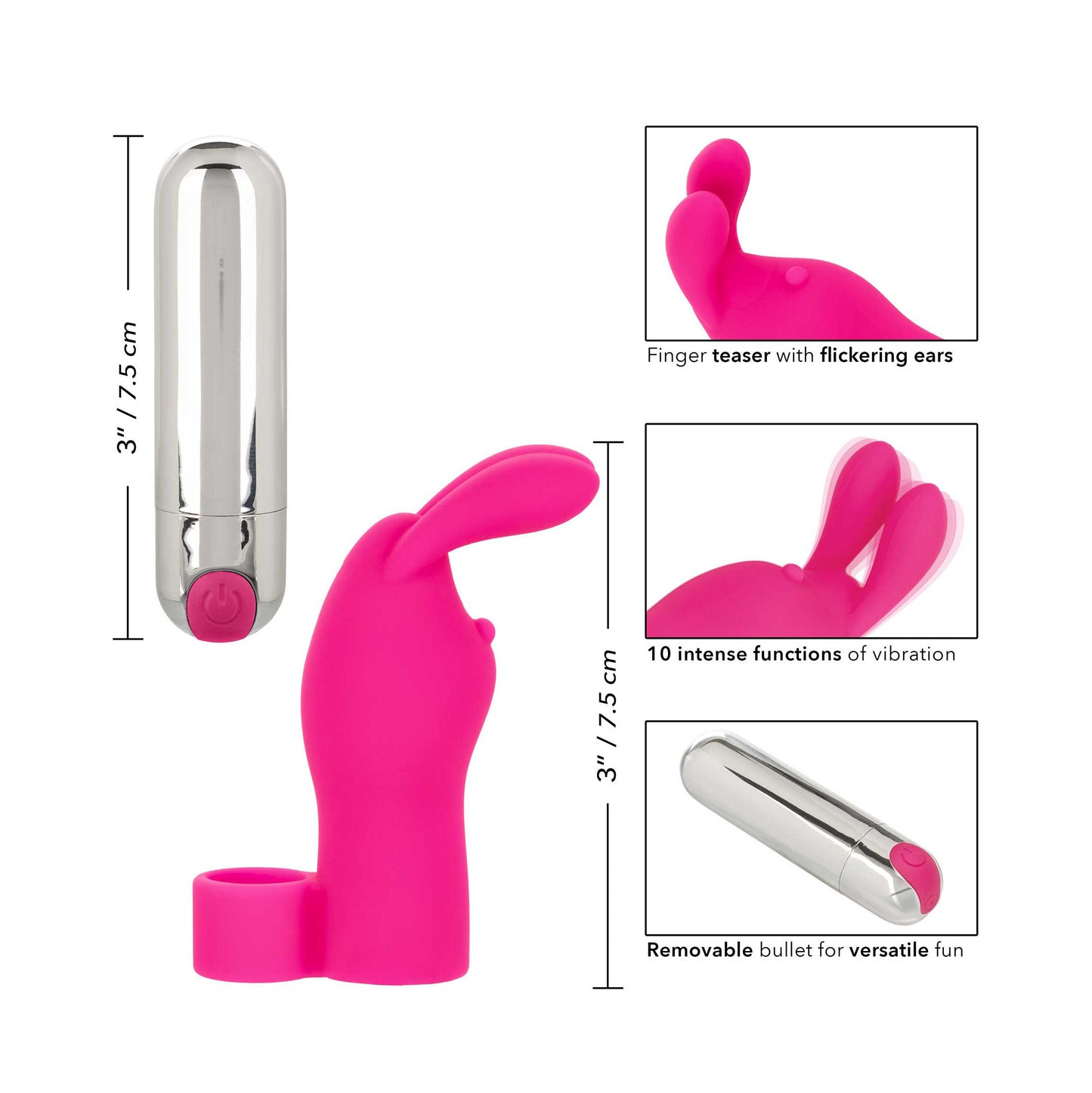 Pink Rechargeable Bunny Finger Vibrator
