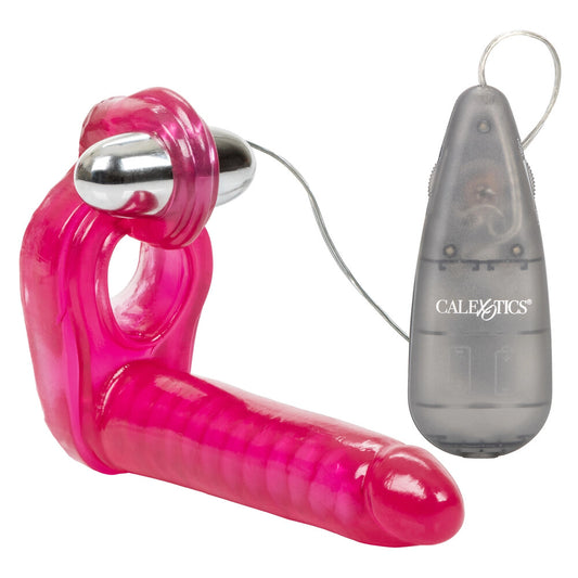 Triple Stimulator Vibrating Cock Ring With Dong