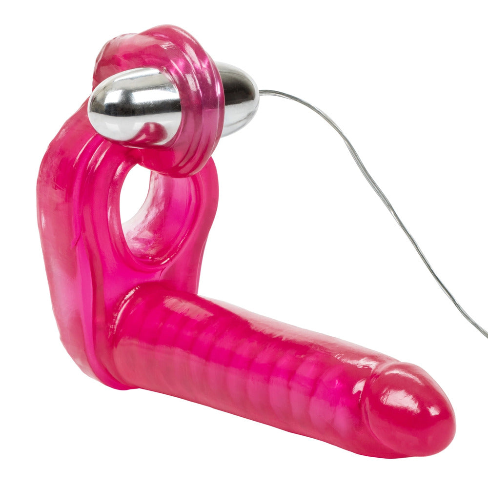 Triple Stimulator Vibrating Cock Ring With Dong
