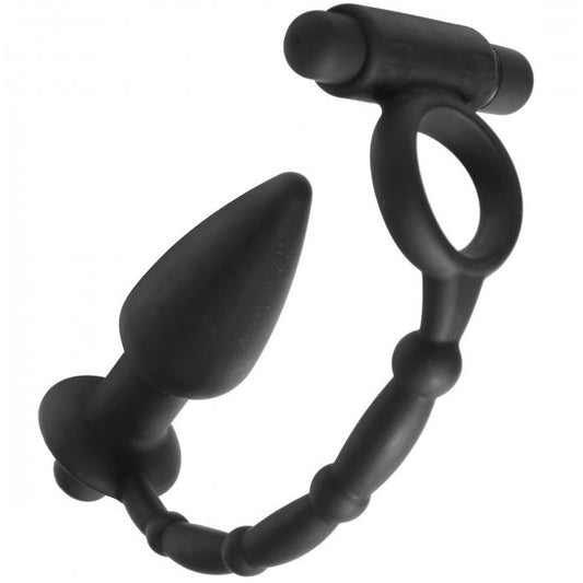 Dual Cock Ring And Anal Plug Vibrator